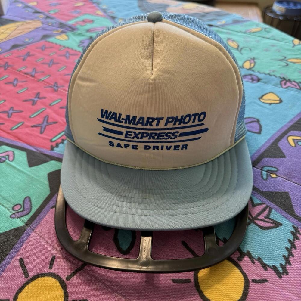 Vintage‎ 70s/80s Walmart Photo Blue/White Foam Mesh Trucker Cap Hat OSFA